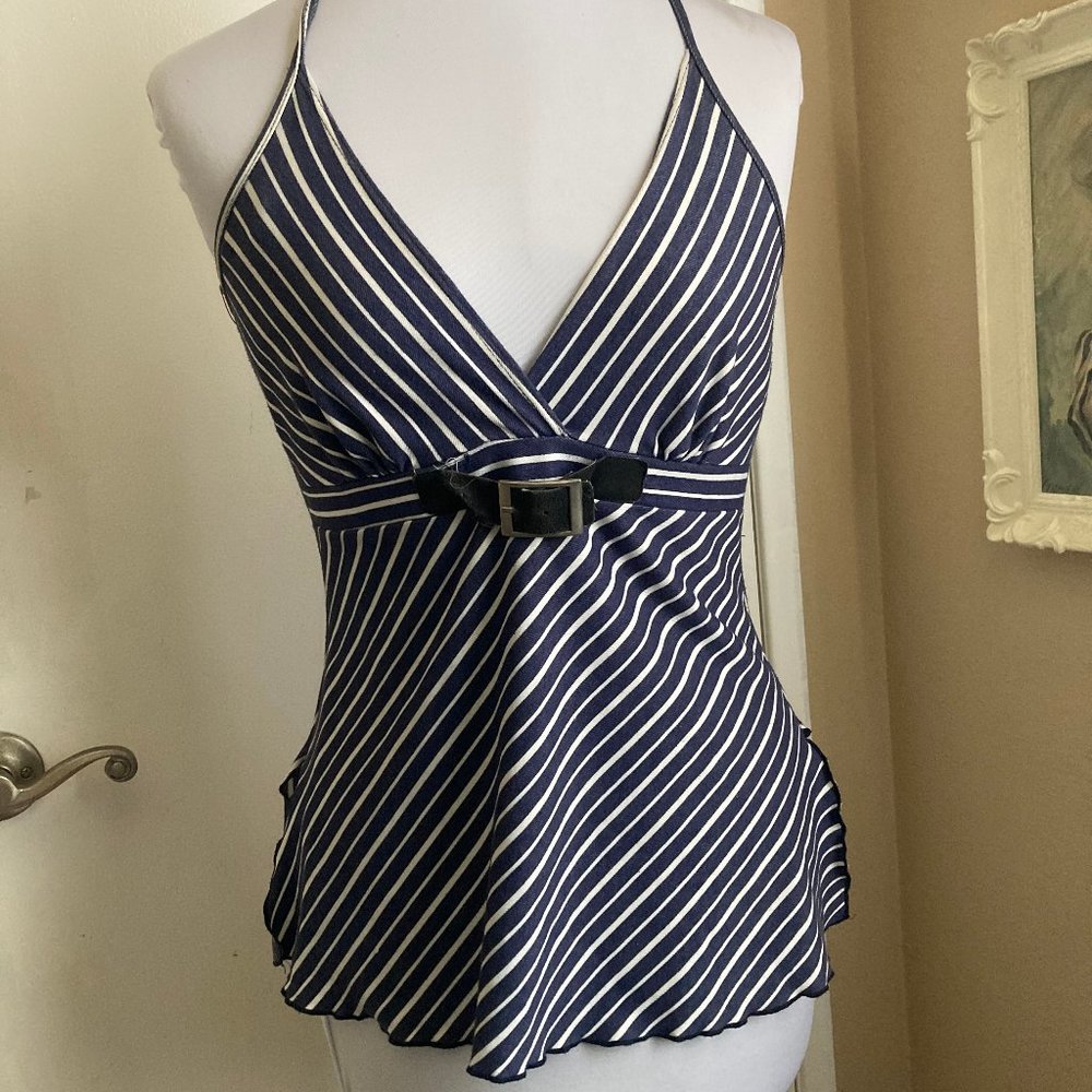 PAPAYA SIZE -S-NAVY & WHITE STRIPED